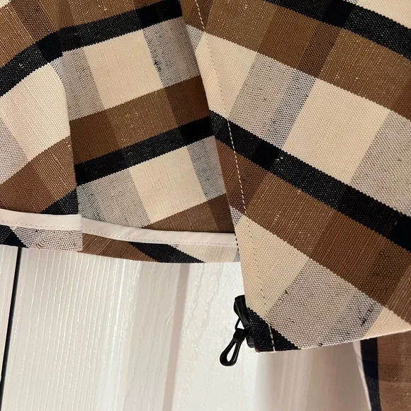 LELA ROSE Plaid Linen & Cotton Crop Jacket in Natural Multi